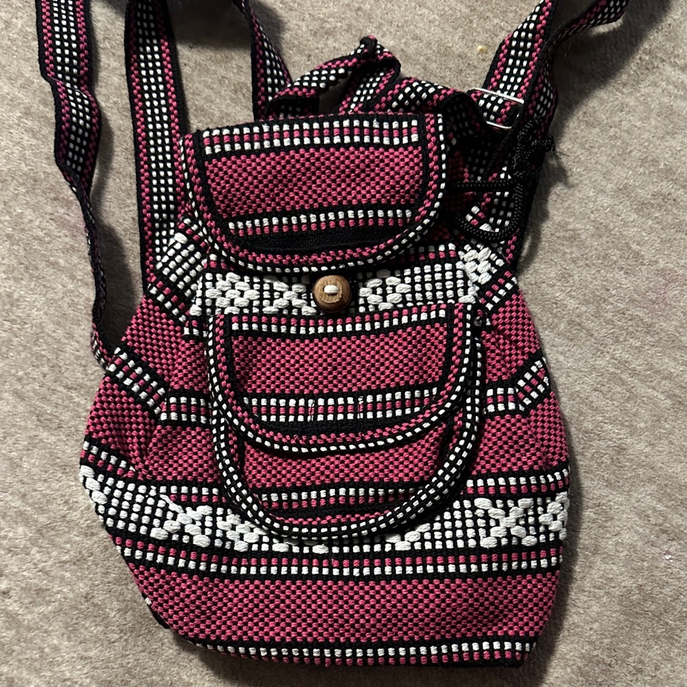 MEXICANA Pink and Black Backpack